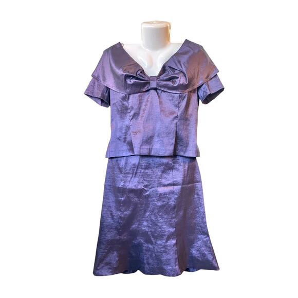 Alex Evenings Women's Purple Shimmer Formal Occasion 2-Piece Shirt/Skirt SZ 10P - Picture 1 of 13